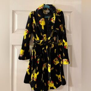 Pokemon Black and Yellow Robe Boys Fuzzy Robe Pajamas Pikachu